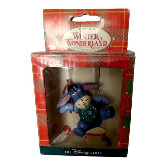 Rare Vtg 1996 Pooh's Winter Wonderland Xmas Ornament The Disney Store - Eeyore - Picture 1 of 5